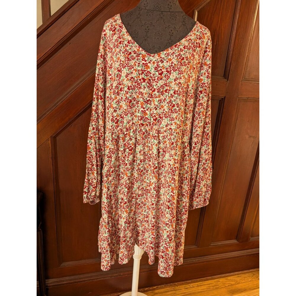 Torrid Textured Stretch Mini Womens Floral Print Long Sleeve Dress Size 4x